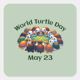 Pegatina Cuadrada Día Mundial de la Tortuga