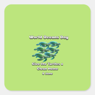 Pegatina Cuadrada Día Mundial de los Océanos