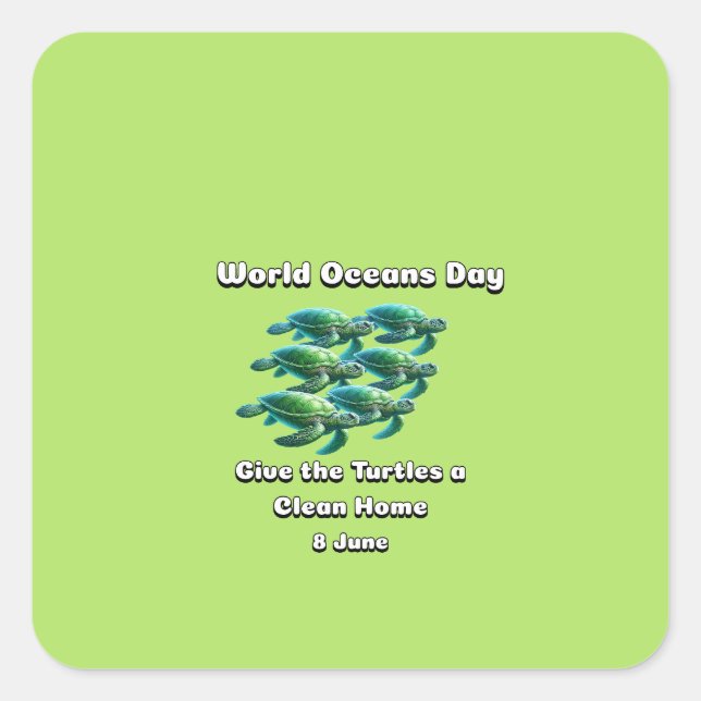 Pegatina Cuadrada Día Mundial de los Océanos (Anverso)