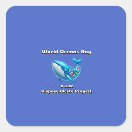 Pegatina Cuadrada Día Mundial de los Océanos: 8 de junio