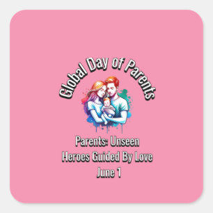 Pegatina Cuadrada Día mundial de los padres. 1 de junio