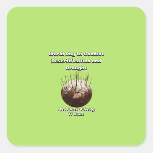 Pegatina Cuadrada Día Mundial de Lucha contra la Desertificación y l