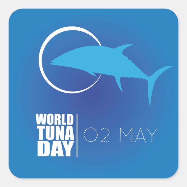 Pegatina Cuadrada Día Mundial del Atún (Anverso)