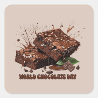 Pegatina Cuadrada Día Mundial del Chocolate