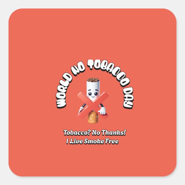 Pegatina Cuadrada Día Mundial Sin Tabaco (Anverso)