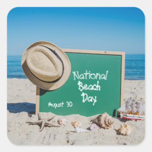 Pegatina Cuadrada Día Nacional de la Playa