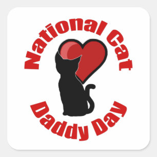 Pegatina Cuadrada Día Nacional de Papi del Gato