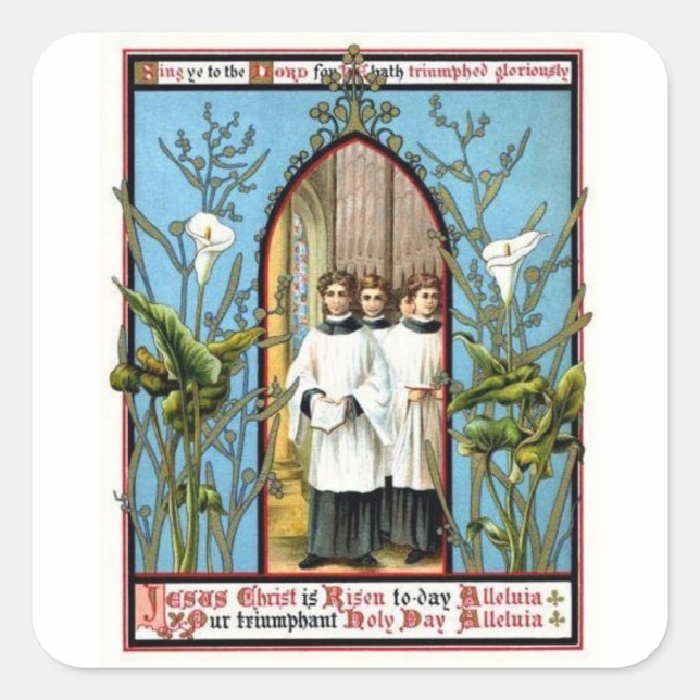 Pegatina Cuadrada Día Santo triunfante (Anverso)
