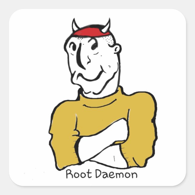 Pegatina Cuadrada Diablo del demonio de la raíz (Anverso)