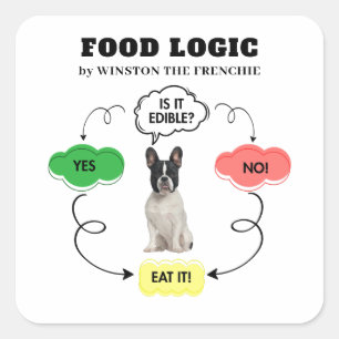 Pegatina Cuadrada Diagrama de flujo lógico de alimentos personalizad