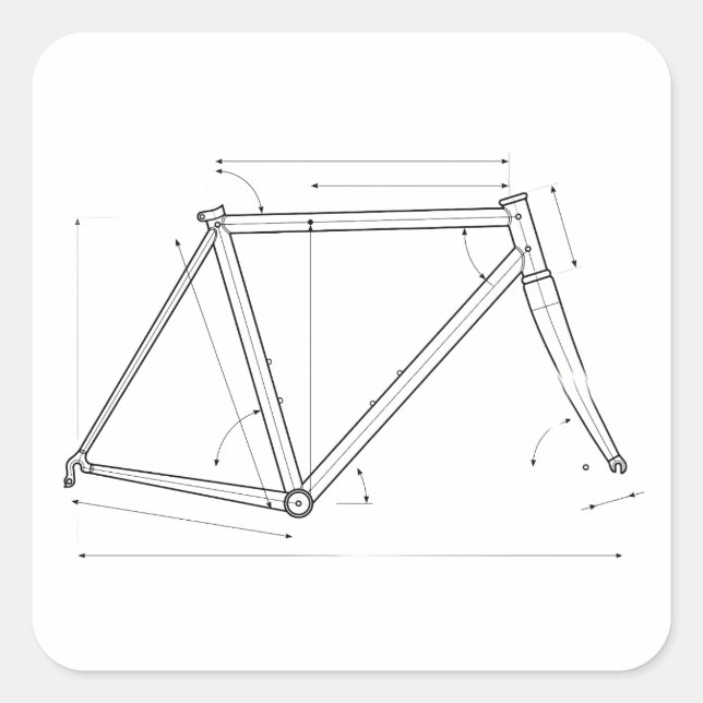 Pegatina Cuadrada Diagrama de geometría de cuadro de bicicleta  (Anverso)