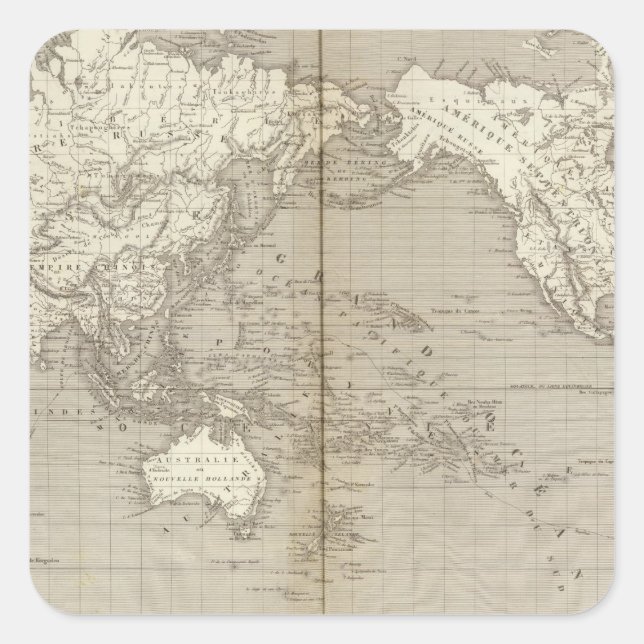 Pegatina Cuadrada Diagrama de planisfera del sistema solar (Anverso)