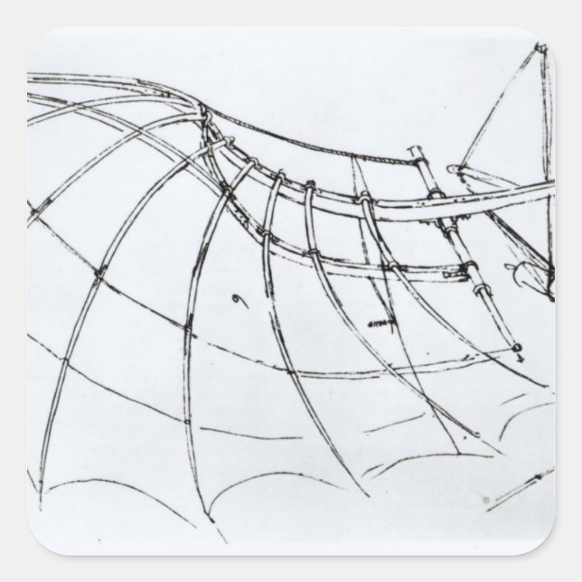 Pegatina Cuadrada Diagrama de un ala mecánica (Anverso)