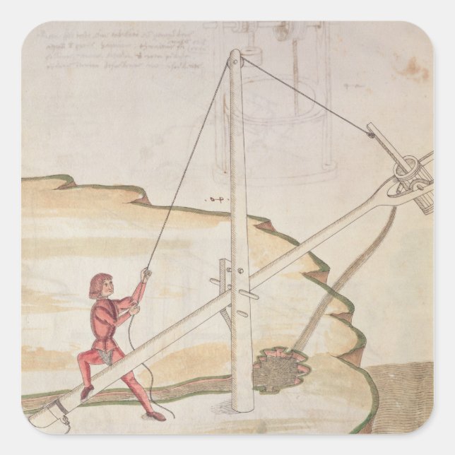 Pegatina Cuadrada Diagrama de un método de abastecimiento de agua (Anverso)