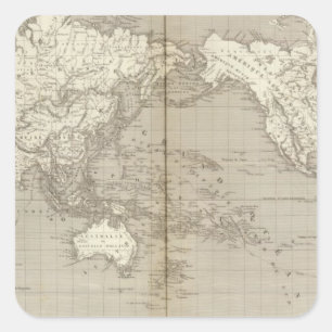 Pegatina Cuadrada Diagrama del planisferio de la Sistema Solar