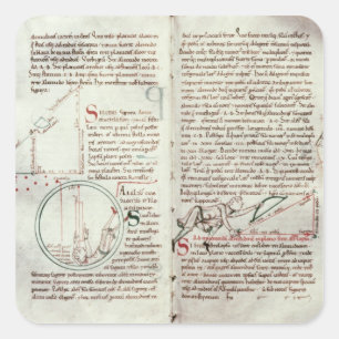 Pegatina Cuadrada Diagramas de medidas y texto (vellum)
