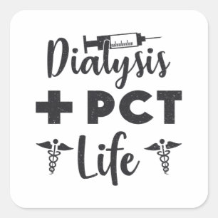 Pegatina Cuadrada Diálisis + PCT Diálisis de vida Enfermería técnica