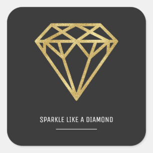 Pegatina Cuadrada Diamante de oro