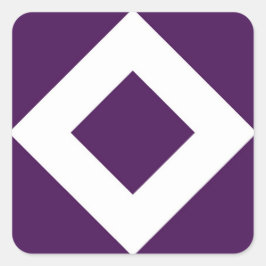 Pegatina Cuadrada Diamante Púrpura Profundo, Borde Blanco Negrita