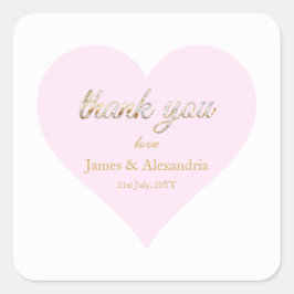 Pegatina Cuadrada Diamantes de agradecimiento personalizados corazón