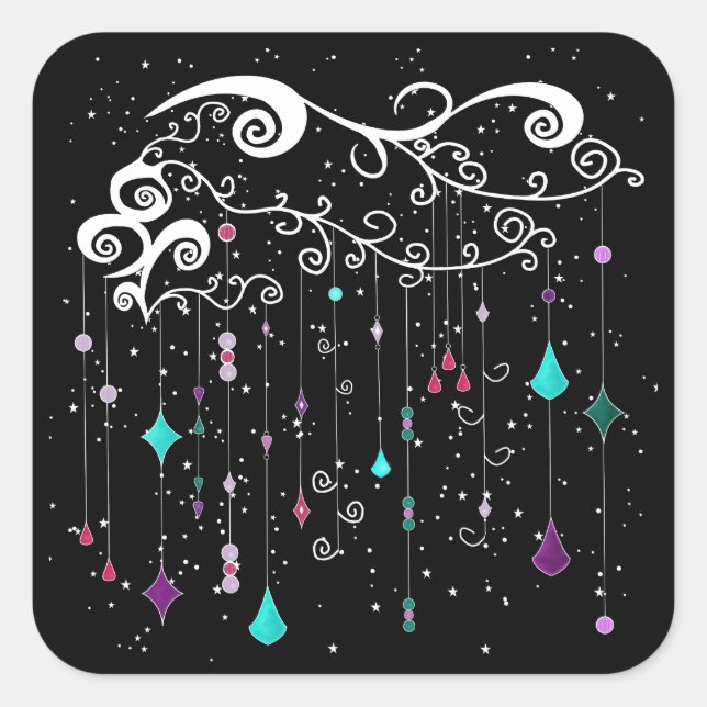 Pegatina Cuadrada Diamantes y estrellas (Anverso)