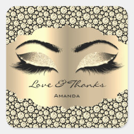 Pegatina Cuadrada Diamond Gold Lashes Nombre Amor y Gracias Más Limp