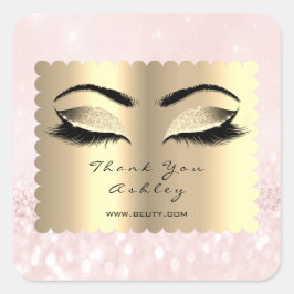 Pegatina Cuadrada Diamond Pink Purpurina Gold Lash Eyes Gracias