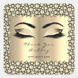 Pegatina Cuadrada Diamond Sepia Purpurina Gold Lash Eyes Gracias
