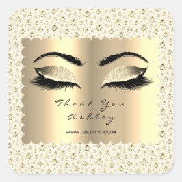 Pegatina Cuadrada Diamond White Purpurina Gold Lash Eyes Gracias