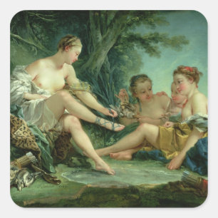 Pegatina Cuadrada Diana después de la caza, 1745