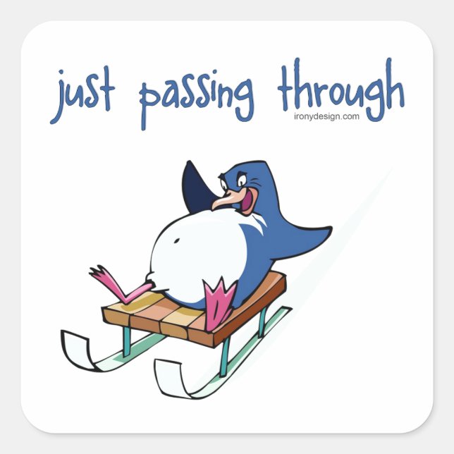 Pegatina Cuadrada Diapositiva de pingüino (Anverso)