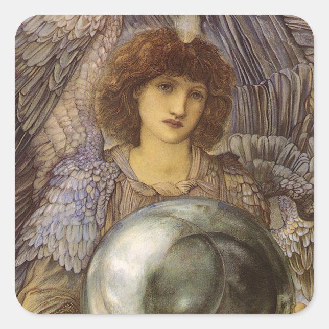 Pegatina Cuadrada Días de creación, primer día de Burne Jones (Anverso)