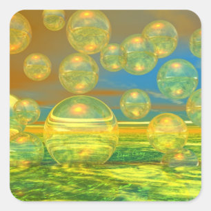 Pegatina Cuadrada Días de Oro - Tranquilidad Amarilla y Azure