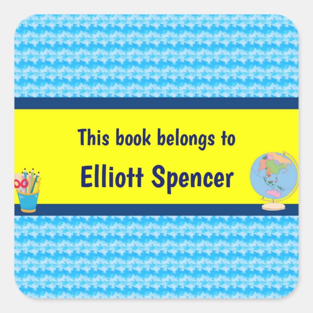 Pegatina Cuadrada Días Escolares Este Libro Pertenece Al Personaliza (Anverso)