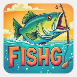 Pegatina Cuadrada Días soleados y grandes capturas