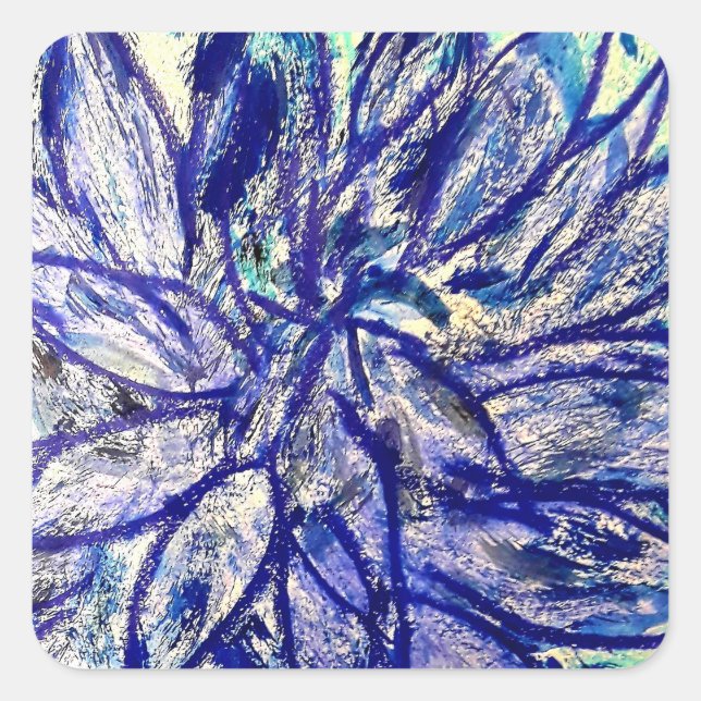 Pegatina Cuadrada Diastro cuadrado Rare Azul Dalhia (Anverso)