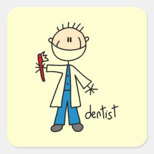 Pegatina Cuadrada Dibujante de Dentista