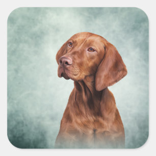 Pegatina Cuadrada Dibujar divertido puntero de Vizsla