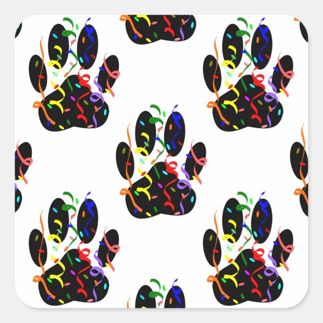 Pegatina Cuadrada Dibujar Impresiones Confetti Y Patrón De Optimizac (Anverso)