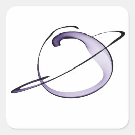 Pegatina Cuadrada dibujo agradable pequeño planeta