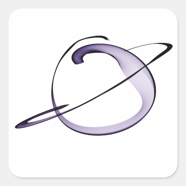 Pegatina Cuadrada dibujo agradable pequeño planeta (Anverso)