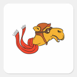 Pegatina Cuadrada Dibujo animado de la bufanda de las gafas del