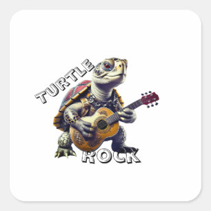Pegatina Cuadrada Dibujo animado de tortuga animal