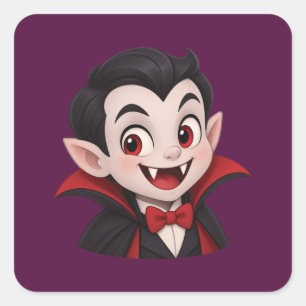 Pegatina Cuadrada Dibujo animado de vampiro lindo de Halloween