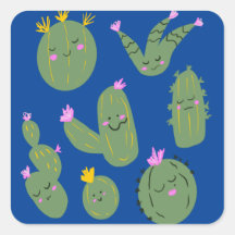 Dibujo Animado Divertido Cactus Azul