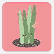 Dibujo Animado Divertido Cactus Verde Rosa