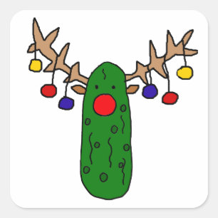 Pegatina Cuadrada Dibujo animado divertido del navidad de la