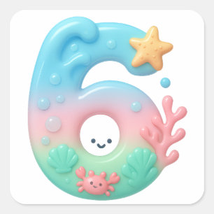 Pegatina Cuadrada Dibujo animado número 6 del tema Bajo el Mar Adora