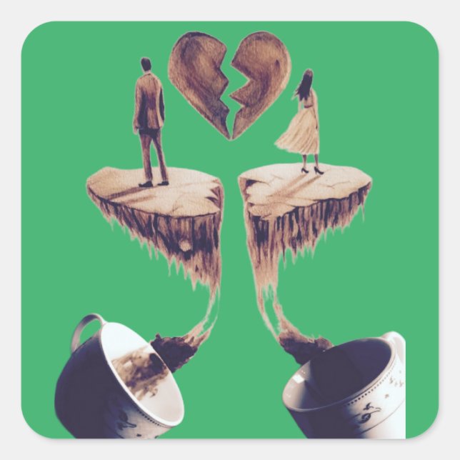 Pegatina Cuadrada Dibujo con dibujo de café (Anverso)