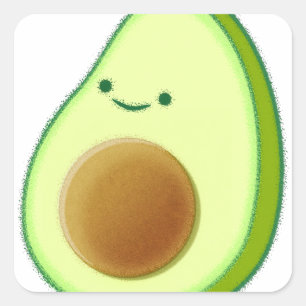 Pegatina Cuadrada Dibujo de aguacate cutáneo
